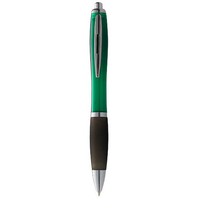 Nash ballpoint pen with coloured barrel and black grip - green