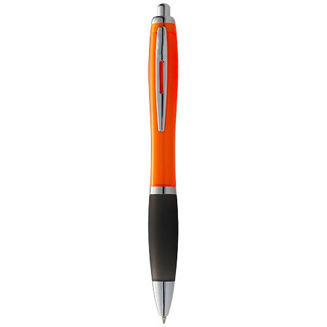 Nash ballpoint pen with coloured barrel and black grip - orange