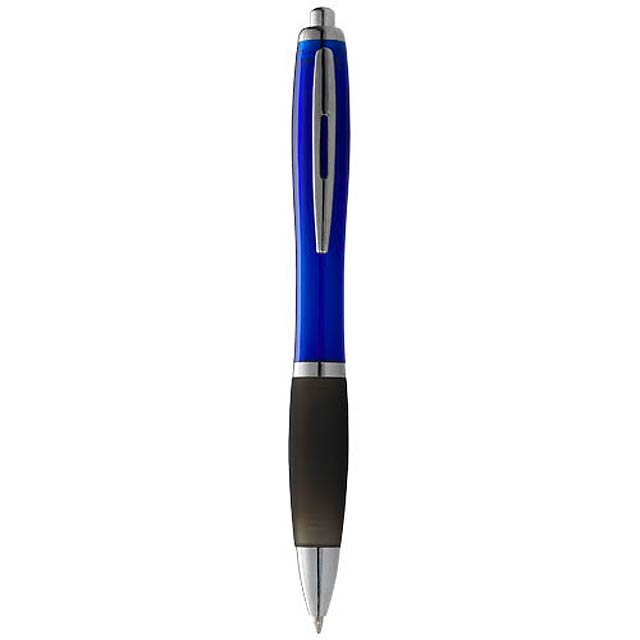 Nash ballpoint pen with coloured barrel and black grip - blue
