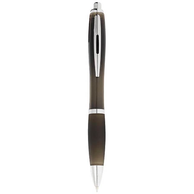 Nash ballpoint pen with coloured barrel and black grip - black