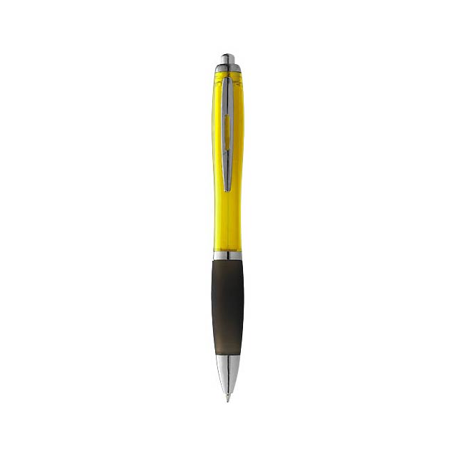 Nash ballpoint pen with coloured barrel and black grip - yellow