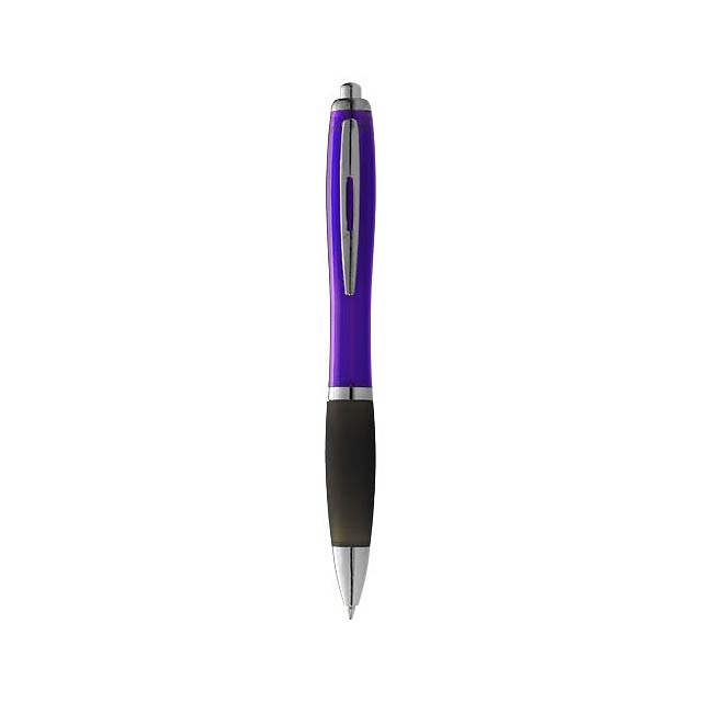 Nash ballpoint pen with coloured barrel and black grip - violet