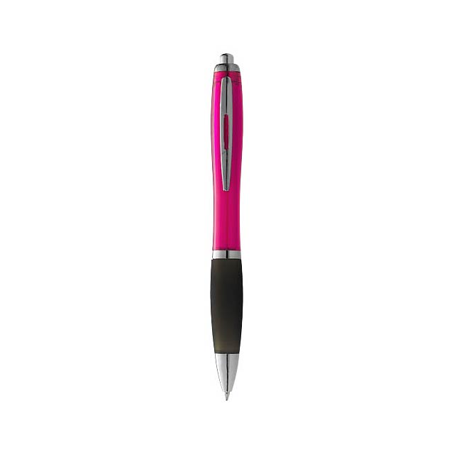 Nash ballpoint pen with coloured barrel and black grip - pink