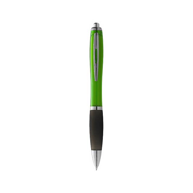 Nash ballpoint pen with coloured barrel and black grip - lime