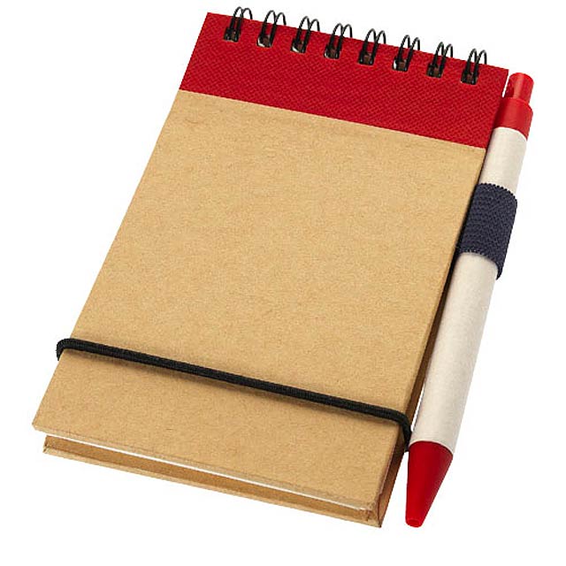 Zuse A7 recycled jotter notepad with pen - red
