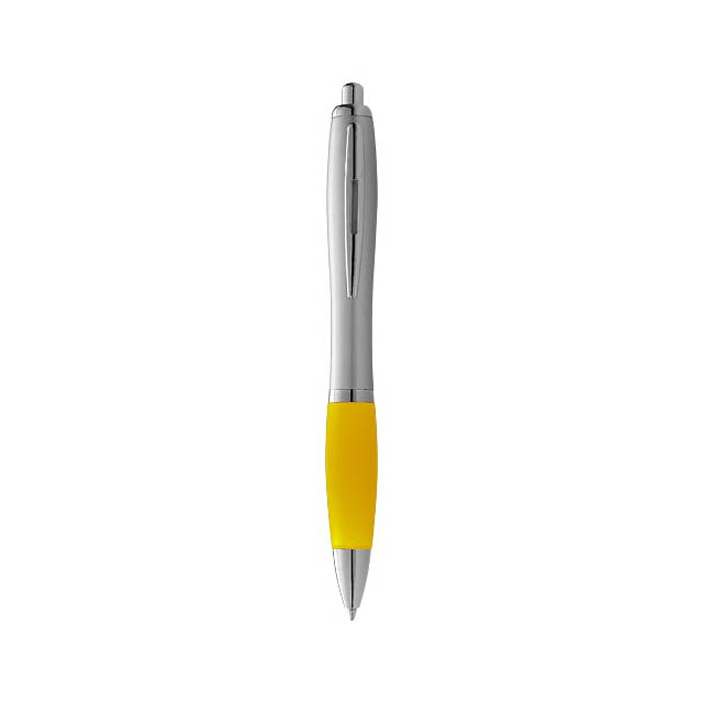 Nash ballpoint pen with silver barrel and coloured grip - silver