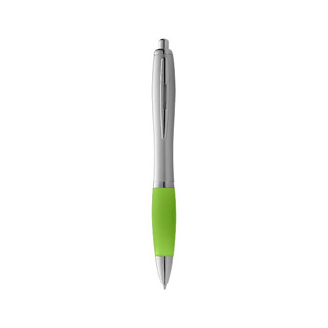 Nash ballpoint pen with silver barrel and coloured grip - silver