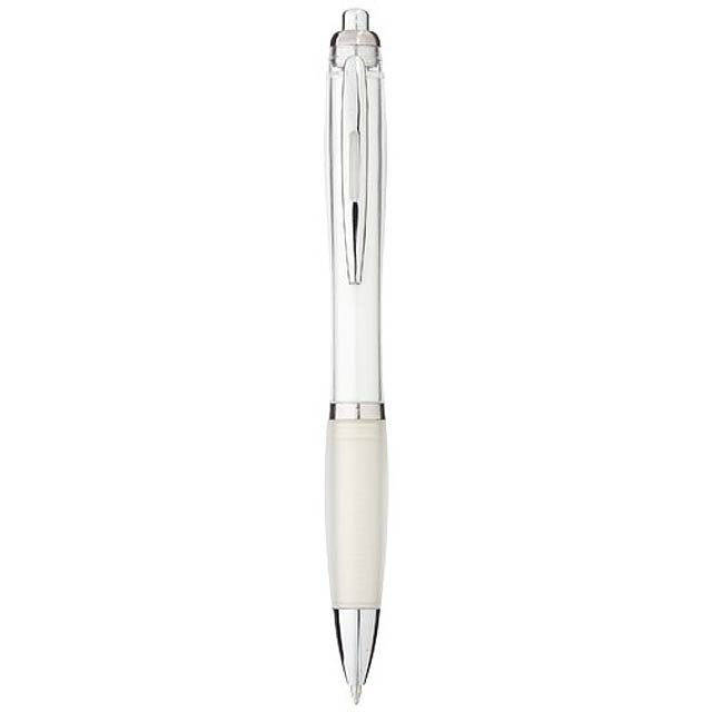 Nash ballpoint pen with coloured barrel and grip - white