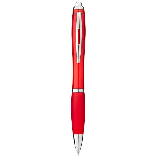Nash ballpoint pen with coloured barrel and grip - red