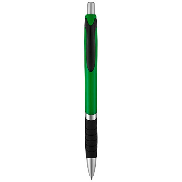 Turbo ballpoint pen with rubber grip - green