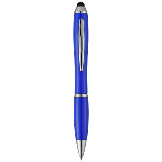 Barevné kuličkové pero a stylus Nash s barevným úchopem - královsky modrá