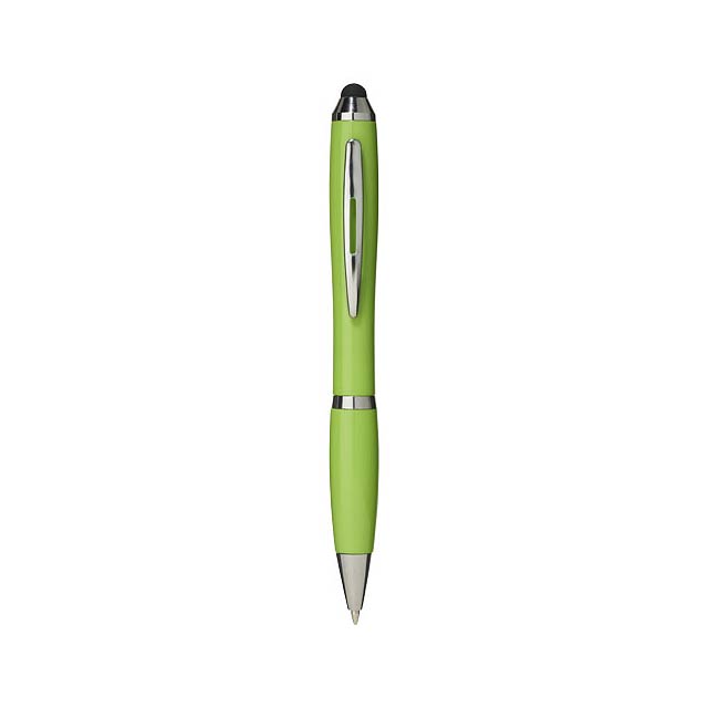 Barevné kuličkové pero a stylus Nash s barevným úchopem - citrónová - limetková