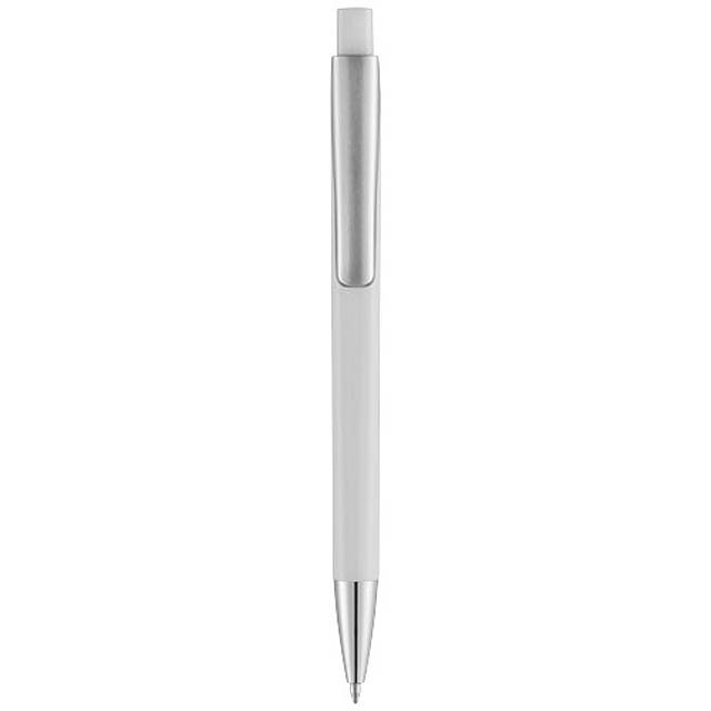 Kuličkové pero s čtvercovým tělem Pavo - bílá