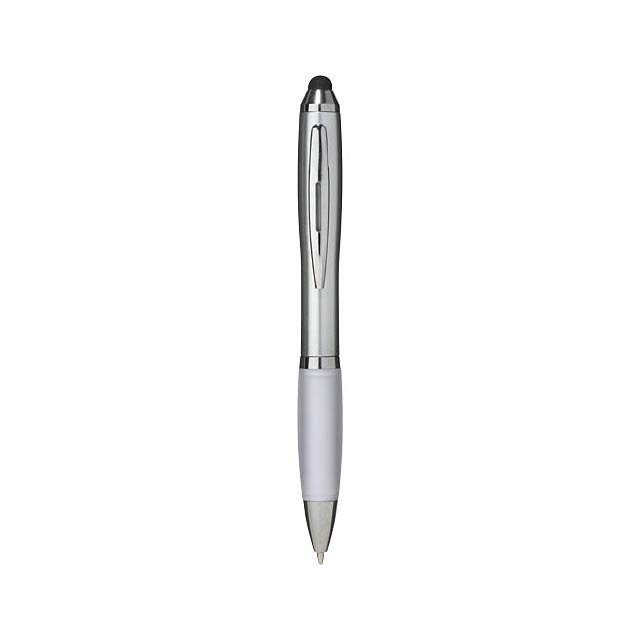 Nash stylus ballpoint with coloured grip - silver