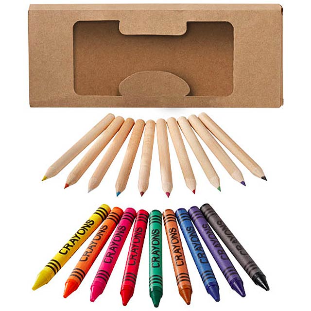 Lucky 19-piece coloured pencil and crayon set - beige