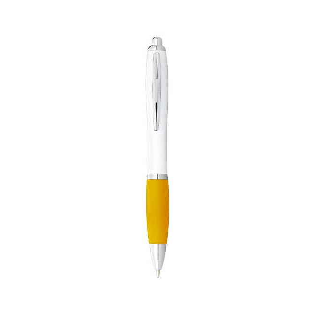 Nash ballpoint pen white barrel and coloured grip - white