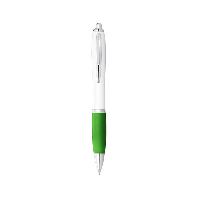 Nash ballpoint pen white barrel and coloured grip - white