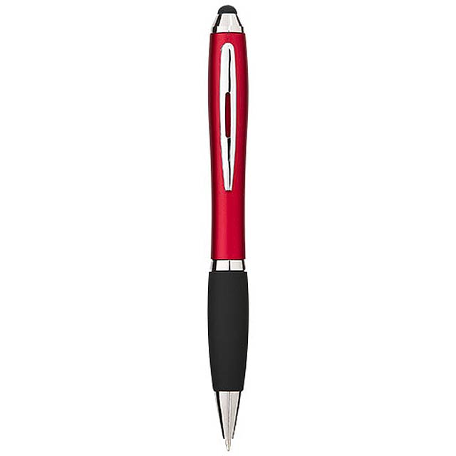 Nash coloured stylus ballpoint pen with black grip - red