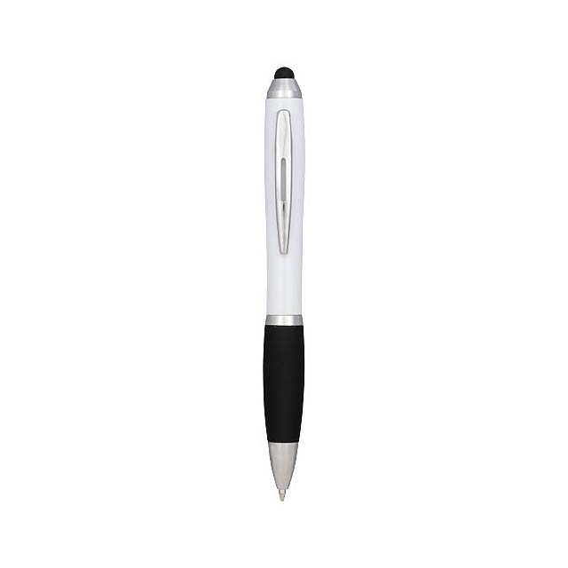 Nash coloured stylus ballpoint pen with black grip - white