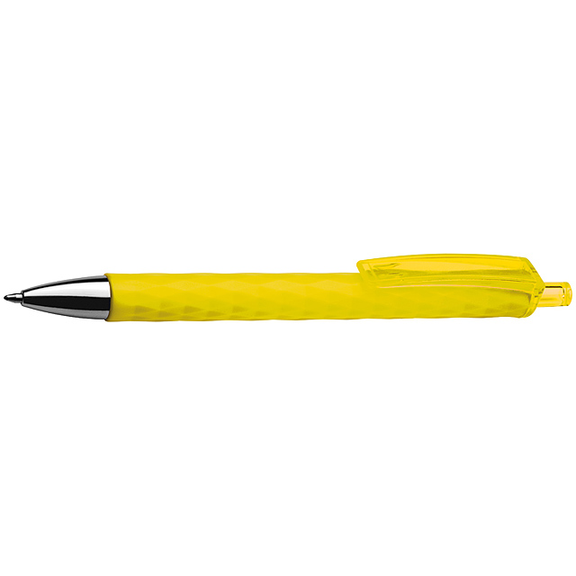 Plastic ball pen with patterns - yellow