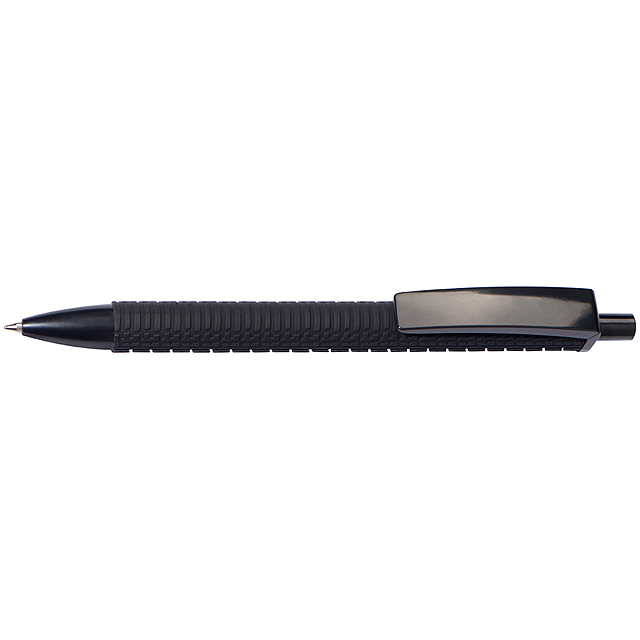 Kugelschreiber Plast mit Reifen Muster - schwarz