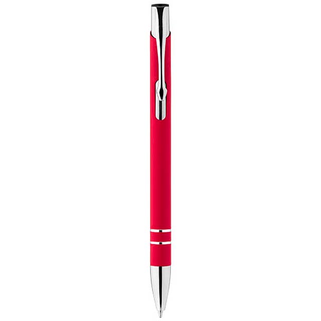 Corky ballpoint pen with rubber-coated exterior - red