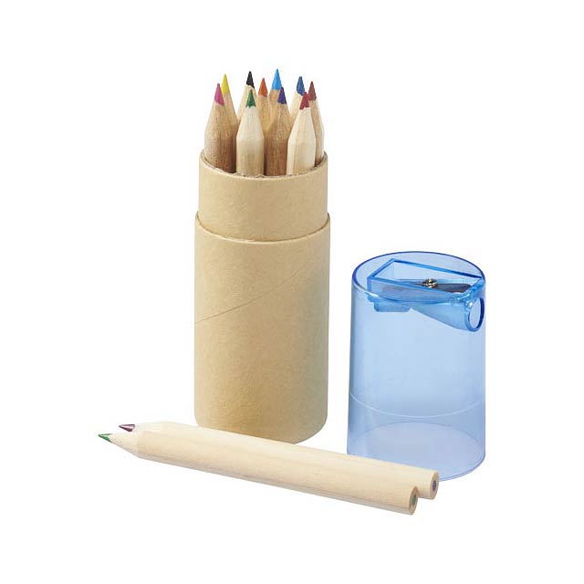 Hef 12-piece coloured pencil set with sharpener - blue