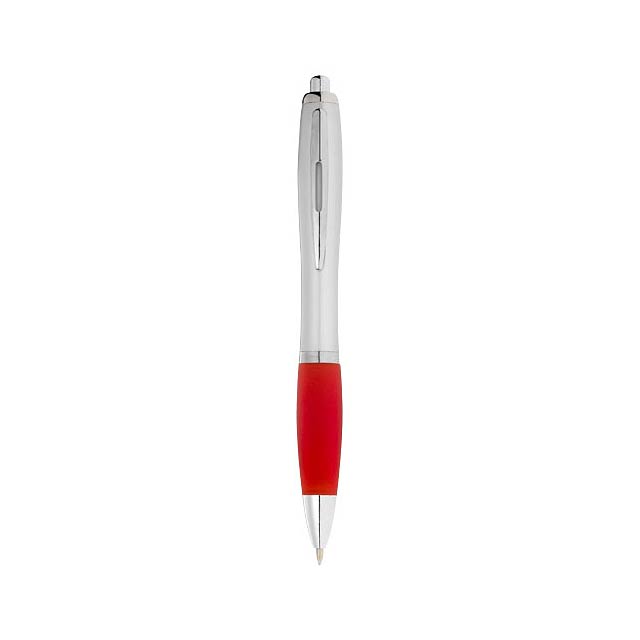 Nash ballpoint pen silver barrel and coloured grip - silver