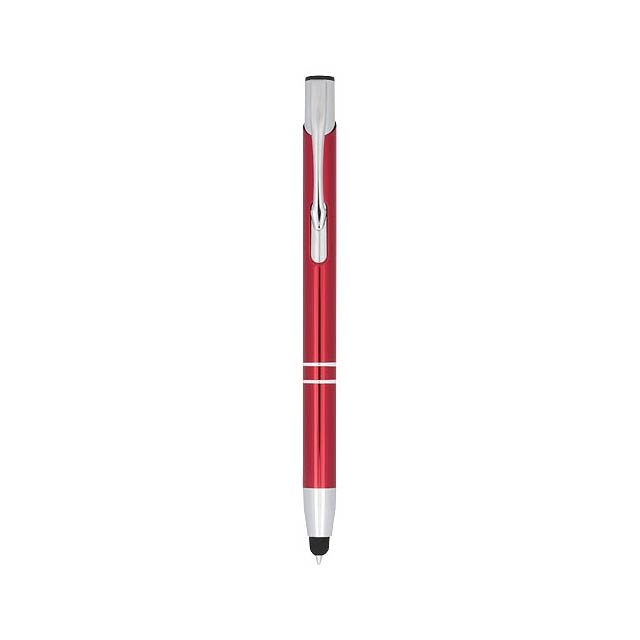 Moneta anodized aluminium click stylus ballpoint pen - transparent red
