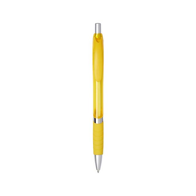 Turbo ballpoint pen with rubber grip - yellow