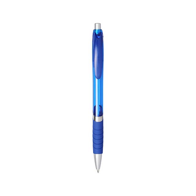 Turbo transparenter Kugelschreiber mit Gummigriff - blau