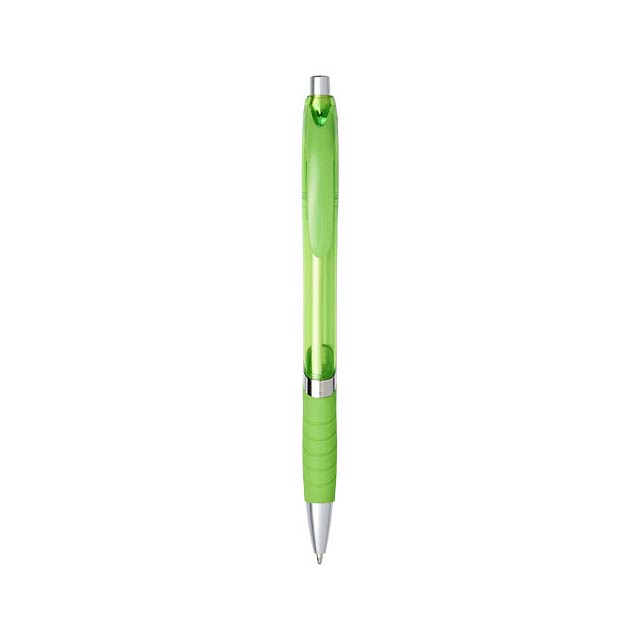 Turbo translucent ballpoint pen with rubber grip - lime