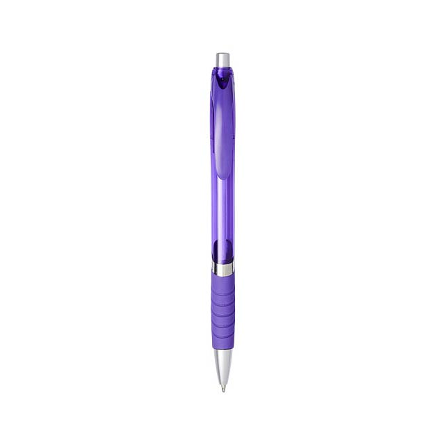 Turbo transparenter Kugelschreiber mit Gummigriff - Violett