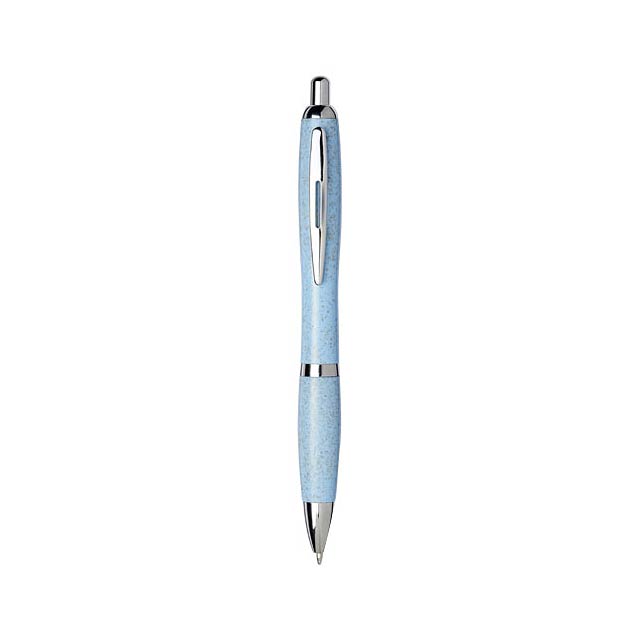 Nash Kugelschreiber aus Weizenstroh mit Chromspitze - blau