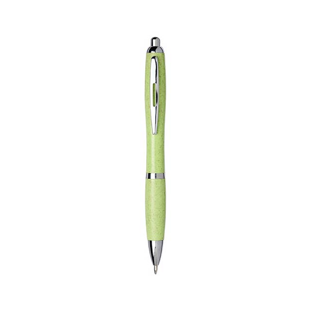 Nash kuličkové pero z pšeničné slámy se špičkou z chromu - zelená