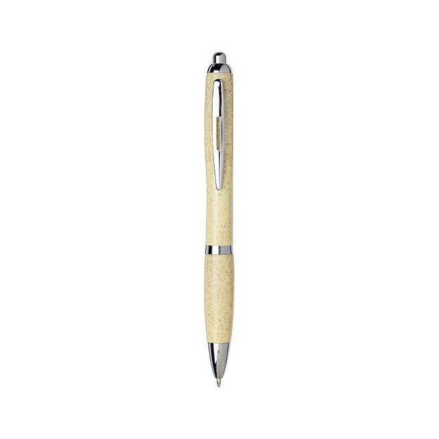 Nash Kugelschreiber aus Weizenstroh mit Chromspitze - Gelb