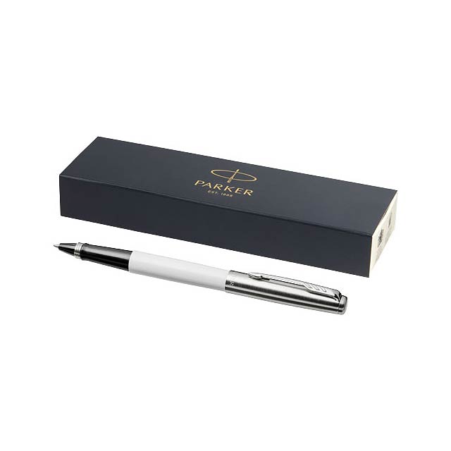 Jotter plastic with stainless steel rollerbal pen - white