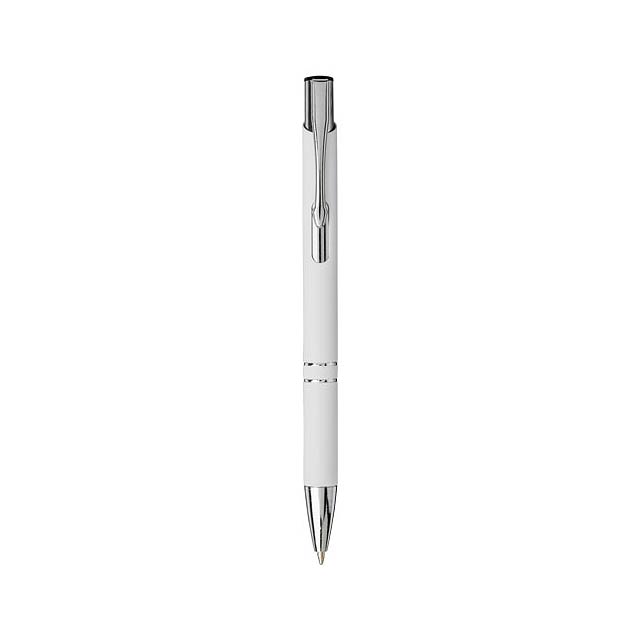 Moneta stiskací kuličkové pero s jemným úchopem - bílá