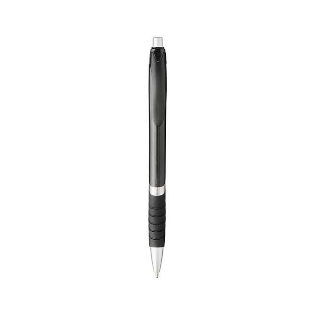 Neprůhledné kuličkové pero Turbo s pryžovým úchopem - černá