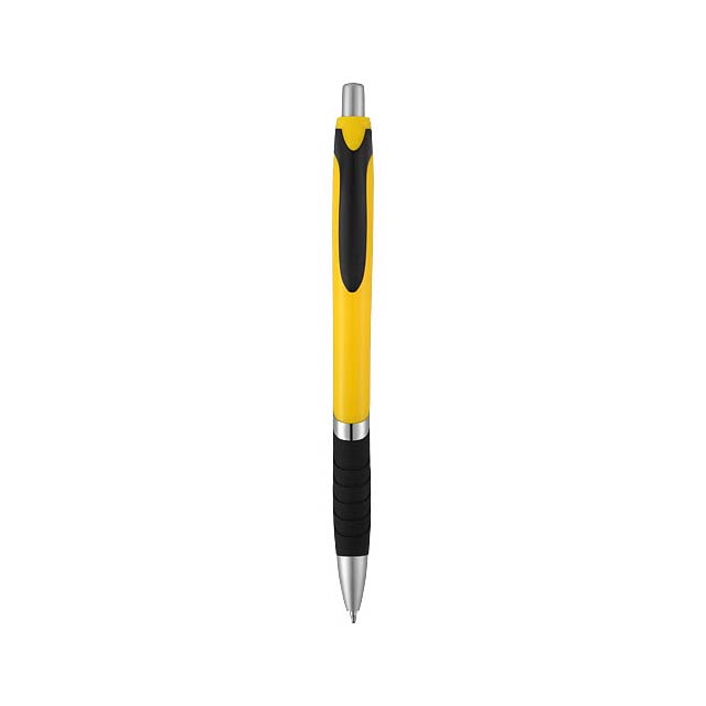 Neprůhledné kuličkové pero Turbo s pryžovým úchopem - žltá