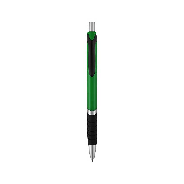 Turbo ballpoint pen with rubber grip - green