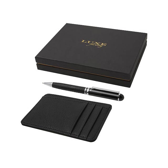 Encore ballpoint pen and wallet gift set - black