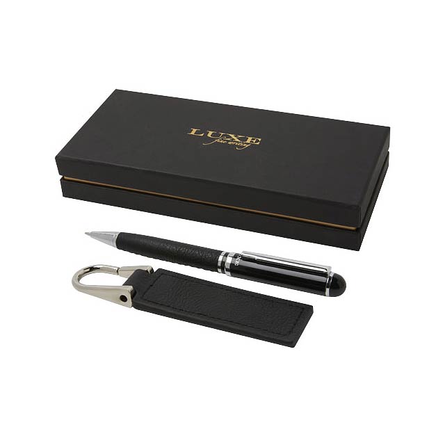 Verse ballpoint pen and keychain gift set - black