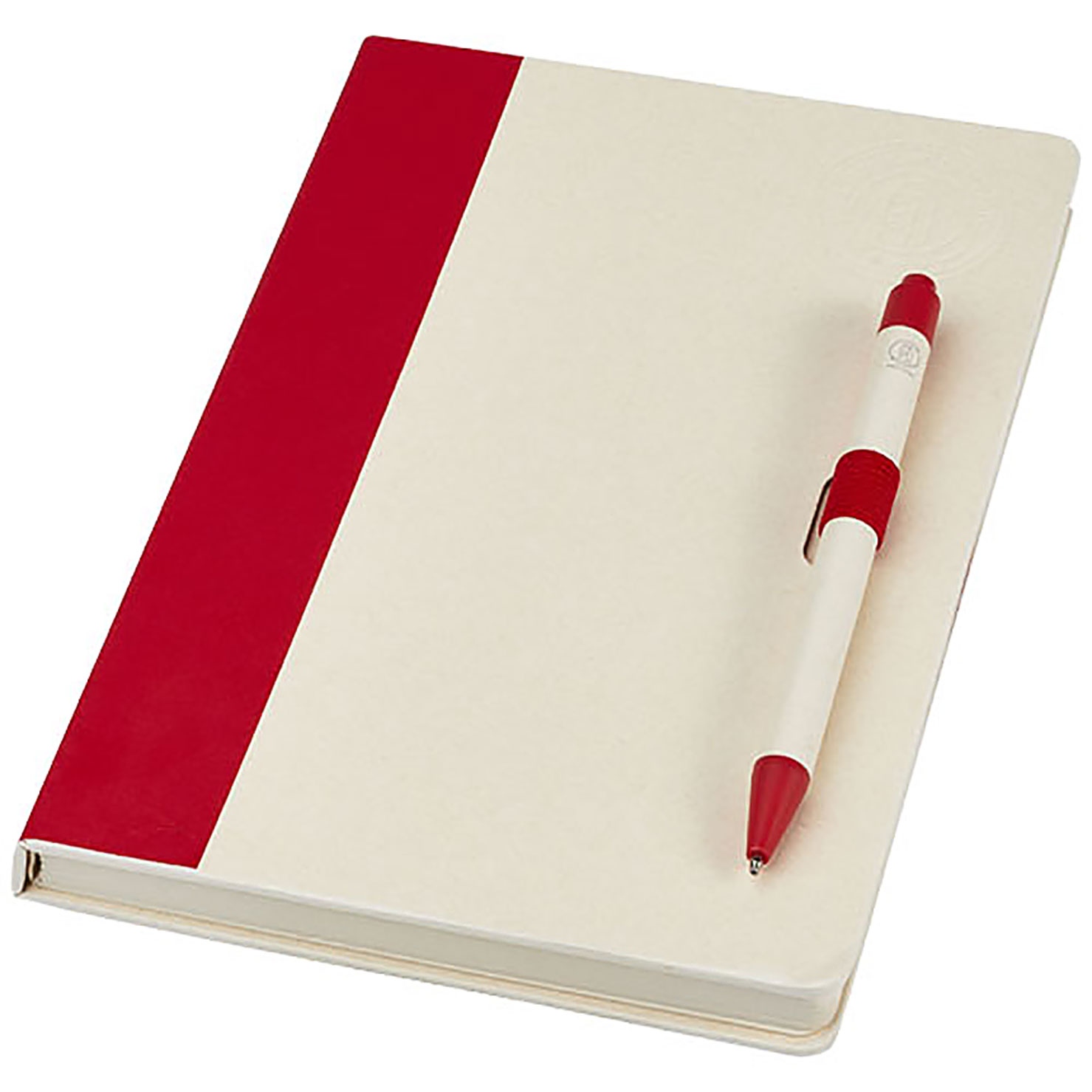 Dairy Dream A5 size reference recycled milk cartons notebook and ballpoint pen set - red