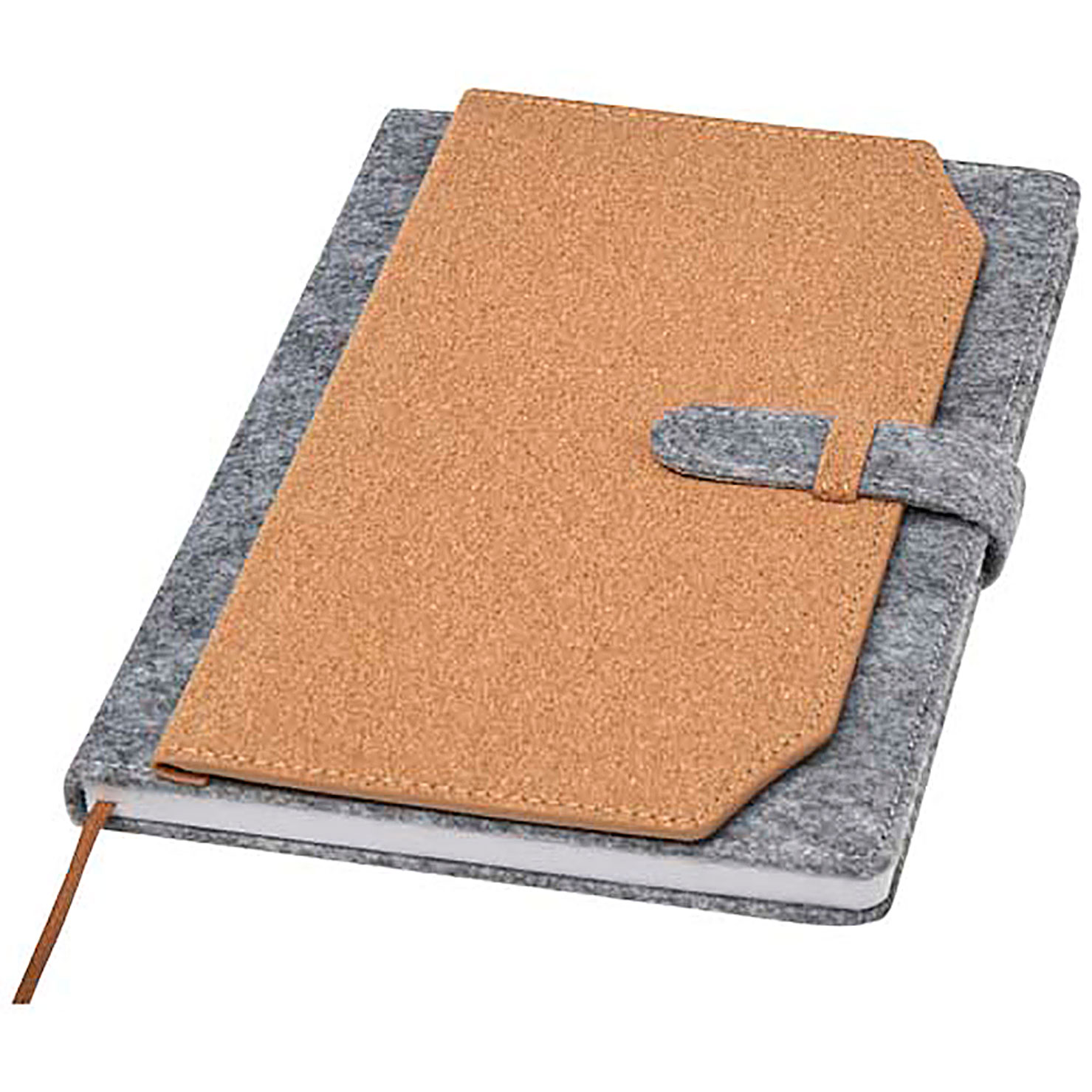 Viviana A5 recycled felt and cork notebook - beige