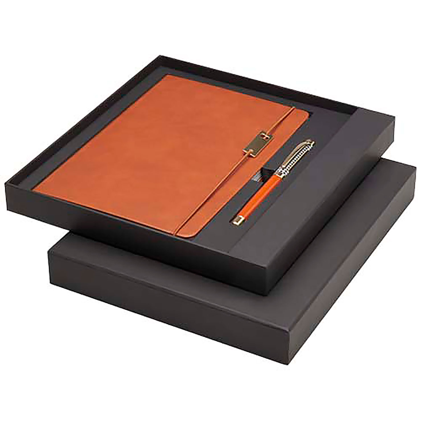 Legato A5 notebook and rollerball pen set (blue ink) - brown