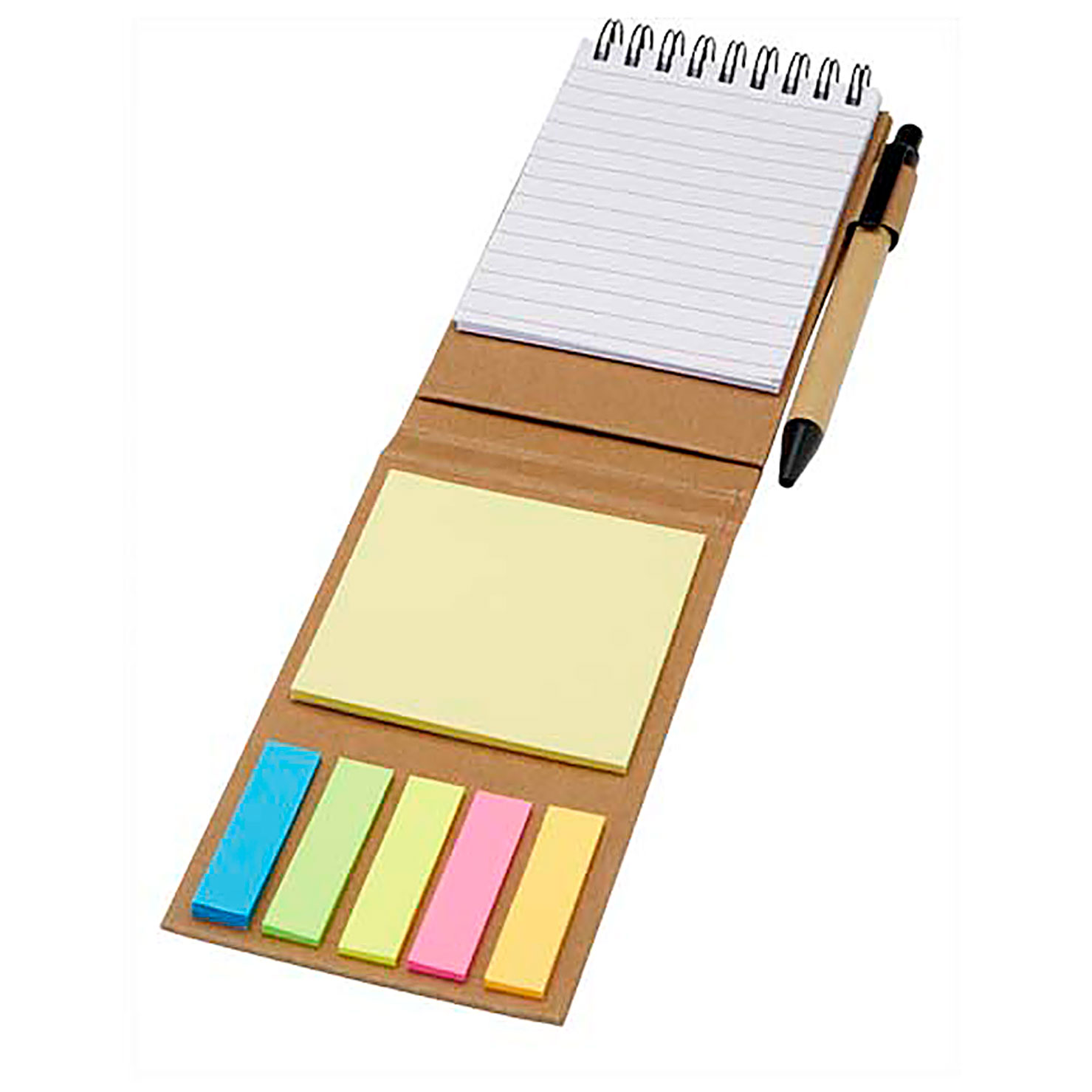 Flipper sticky notepad with ballpoint pen (black ink) - beige