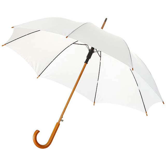 Kyle 23" auto open umbrella wooden shaft and handle - white
