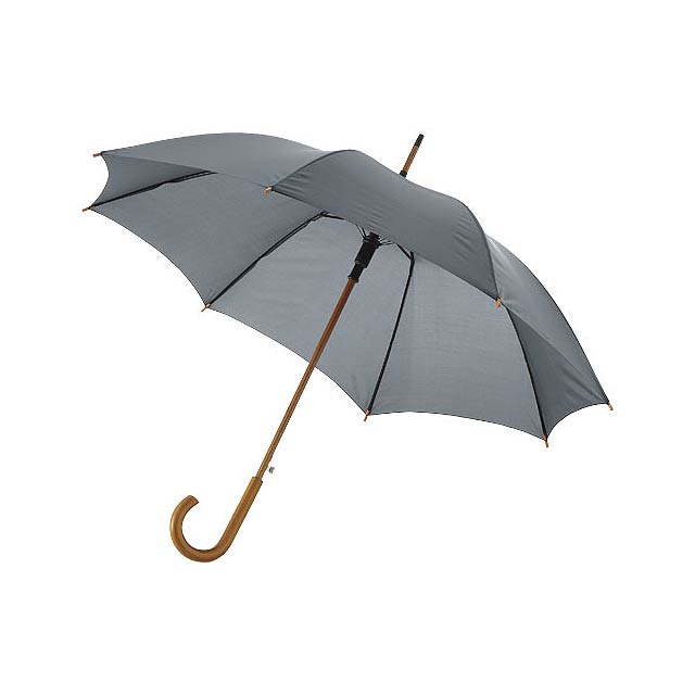 23” deštník Kyle s automatickým otvíráním a dřevěnou tyčí a rukojetí - šedá