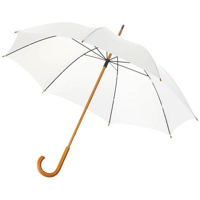 Jova 23" Regenschirm mit Holzstange und -griff - Weiß 